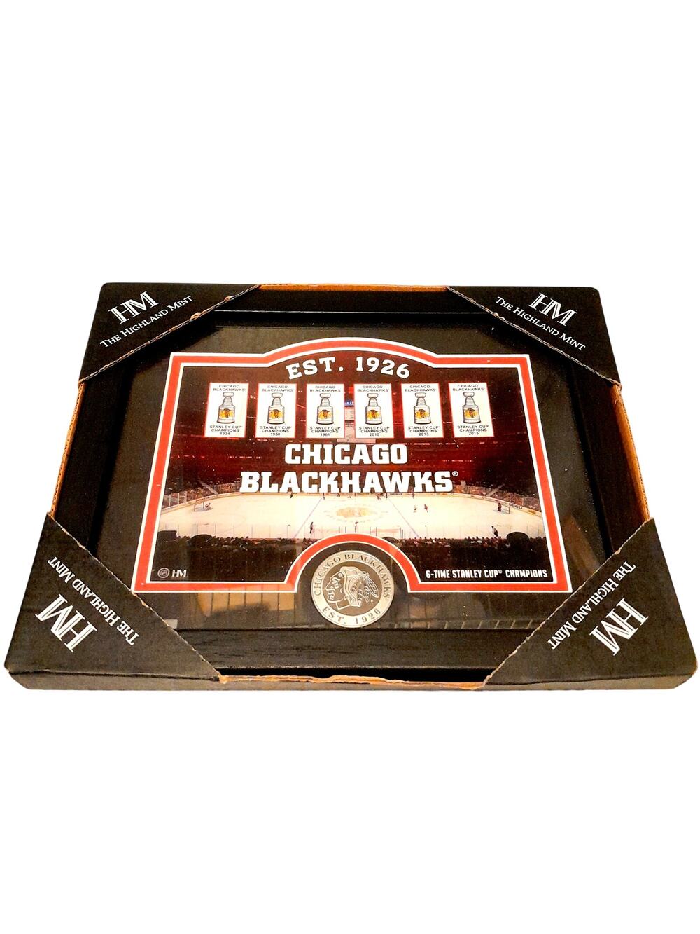 NHL Chicago Blackhawks Coin Framed Stadium Photo Highland Mint Limited